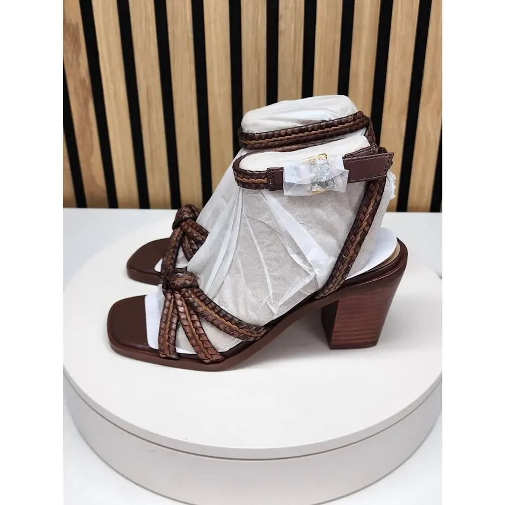 NEW - Giani Bernini Renaee Women’s Brown Woven Block Heel Sandals - Size 8.5 M - Picture 4 of 6